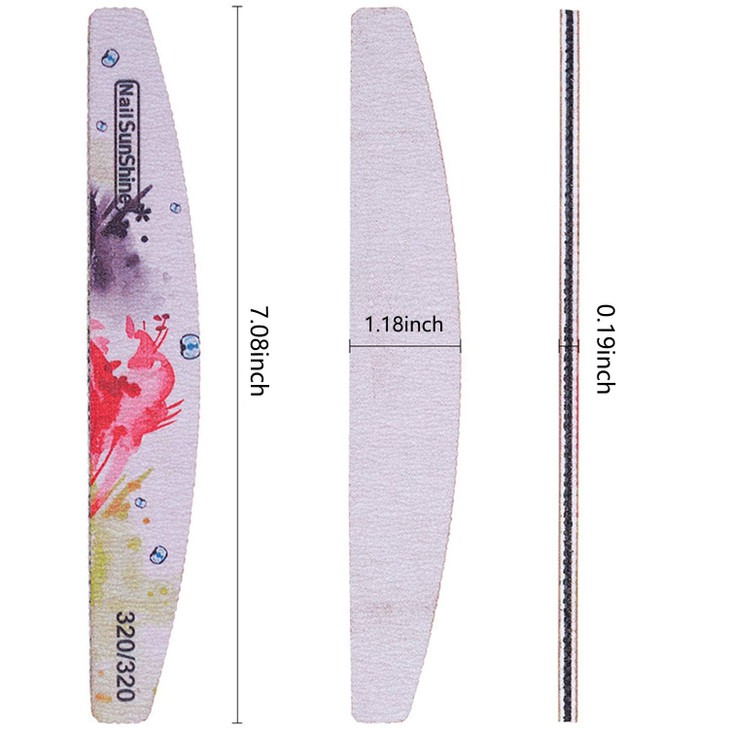 6 PCS Different Grit Nail Files and Buffers, Flower Pattern Emery Board (80-320 Grit) Professional Manicure Tools for Home and Salon Use