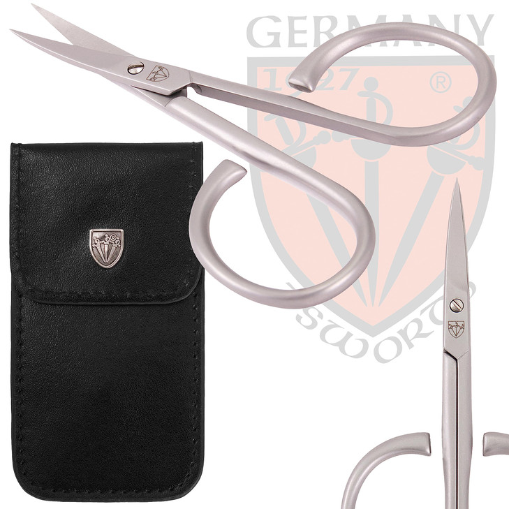 3 Swords Germany - brand quality STAINLESS STEEL INOX CURVED CUTICLE SCISSORS - STRONG SCISSORS FOR STRONG PEOPLE with case by 3 Swords Germany