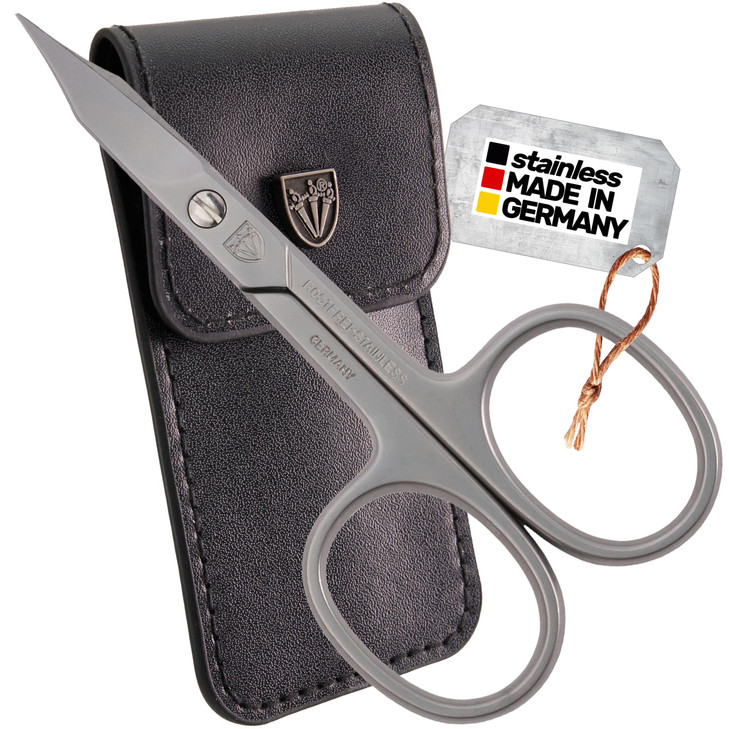 3 Swords Germany - brand quality STAINLESS STEEL INOX CURVED COMBINED CUTICLE & NAIL SCISSORS (1 PIECE) with case for manicure pedicure - nail care b
