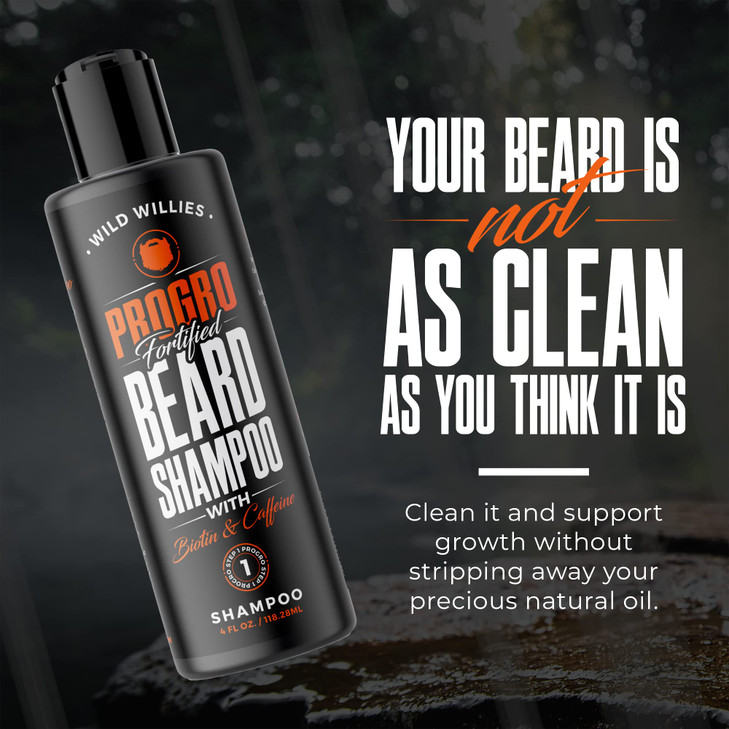 Wild Willies Beard Shampoo with Biotin & Caffeine - Nourishes & Strengthens - Moisturizing Anti-Dandruff Face Wash for Men of All Beard Types