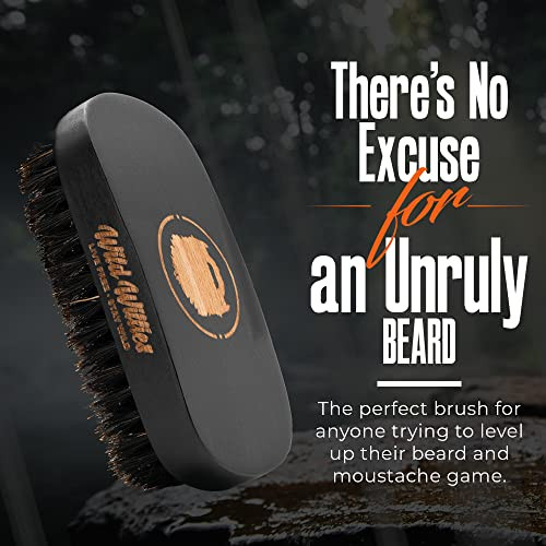 Wild Willies Natural Boar Bristle Brush for Hair & Beard - Multipurpose Boar Bristle Hair Brush for Grooming Slick Back Hair, Beard, and Mustache - T