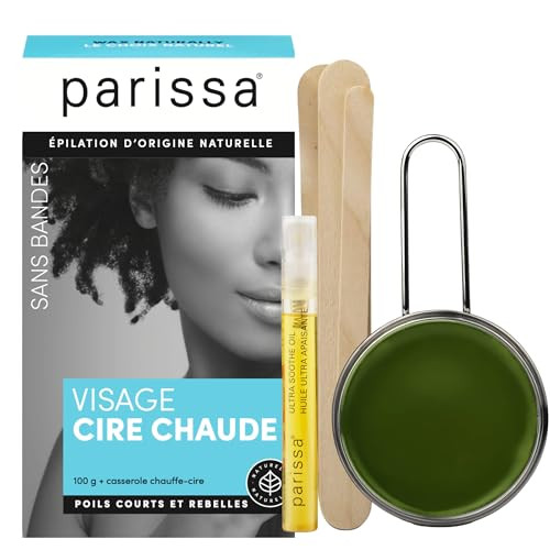 Parissa Natural Face & Lip Hard Wax Kit | No-Strip Hot Wax for Coarse Facial Hair removal | Sensitive Skin Formula with Post-Wax Oil | 3.5 oz (100 g)