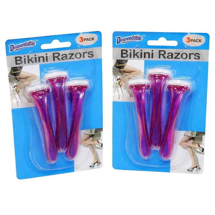 2 Packs Bikini Razors  Total 6 Pieces  Reusable Disposable Shavers for Womens Bikini Area  Ideal for Brazilian Shave, Pubic Hair, Underarms, and