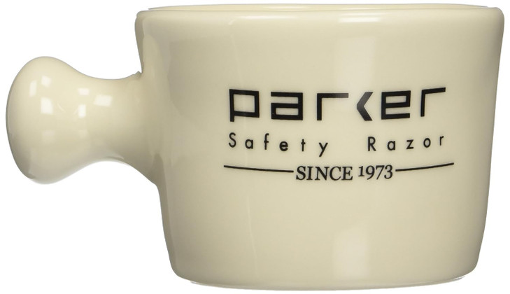 Parker Deluxe Stoneware Apothecary Shaving Mug  for use with up to 3 Shave Soaps and Lathering Shave Creams  Handmade in The USA (Ivory)