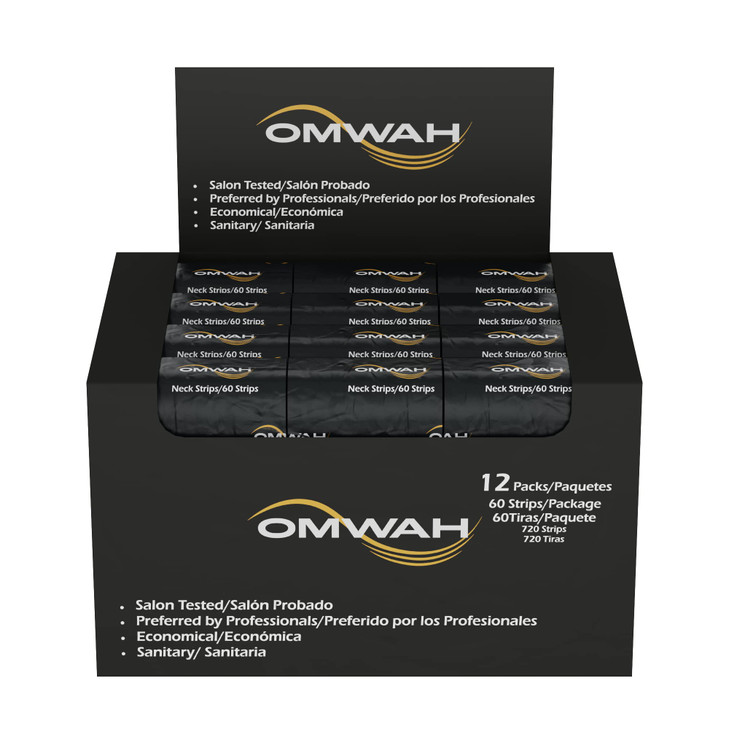 OMWAH Professional Neck Strips (1 Carton- 720 Pieces) - 12 Packs With 60 Per Pack for Hair Cutting, Barber and Salon Use