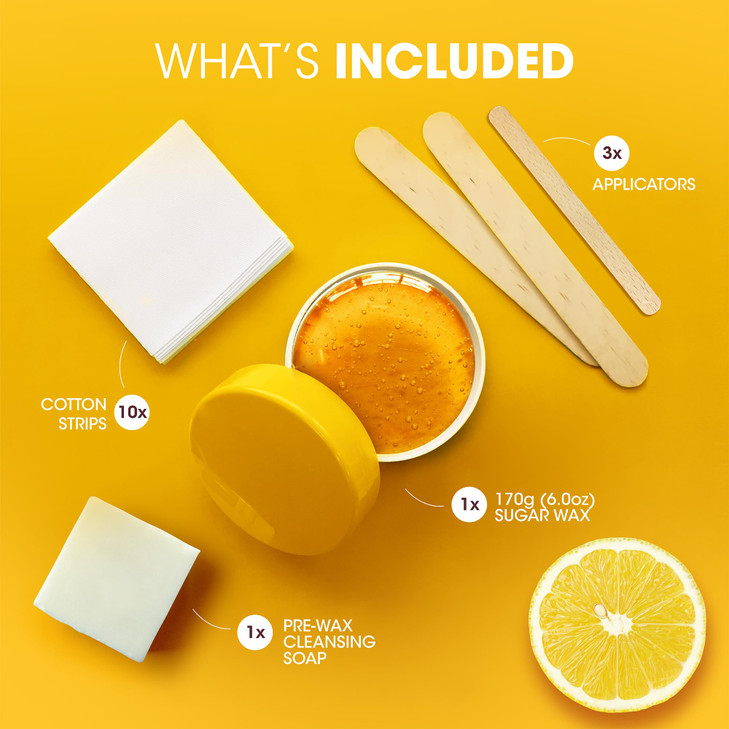 Nad's 100% Natural Sugar Wax Kit, Vegan, Hypoallergenic, No-heat Formula Waxing Sugar Paste, Includes 6 Wooden Spatulas, 10 Reusable 100% Cotton Stri