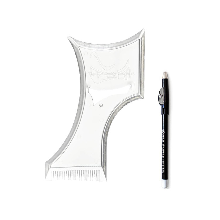 The Cut Buddy PLUS Beard Shaping Tool, Clear Template with Built-in Comb and Bonus Pencil, Ideal for Hairline, Beard, and Mustache Trimming