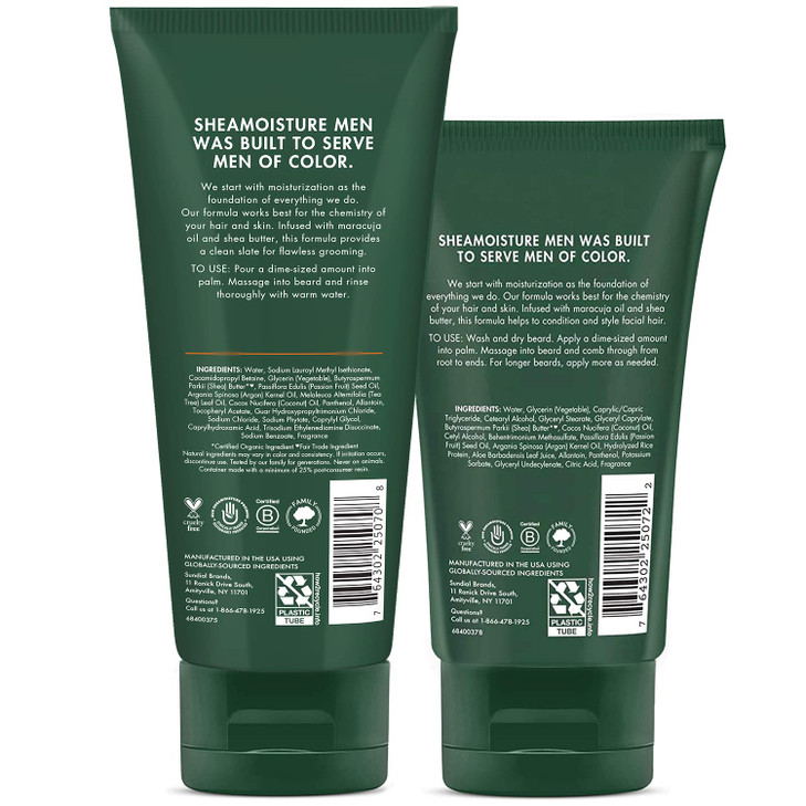 SheaMoisture Beard Care Set  Beard Wash & Full Beard Detangler with Shea Butter & Maracuja Oil, Gifts for Men (2 Piece Set)