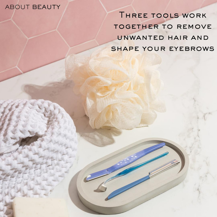 About Face Ultimate Complete Facial Perfecting Kit - 3 Beauty Groomers for Hair Removal, Ideal for Shaving, Exfoliating, Dermaplaning and Brow Shapin