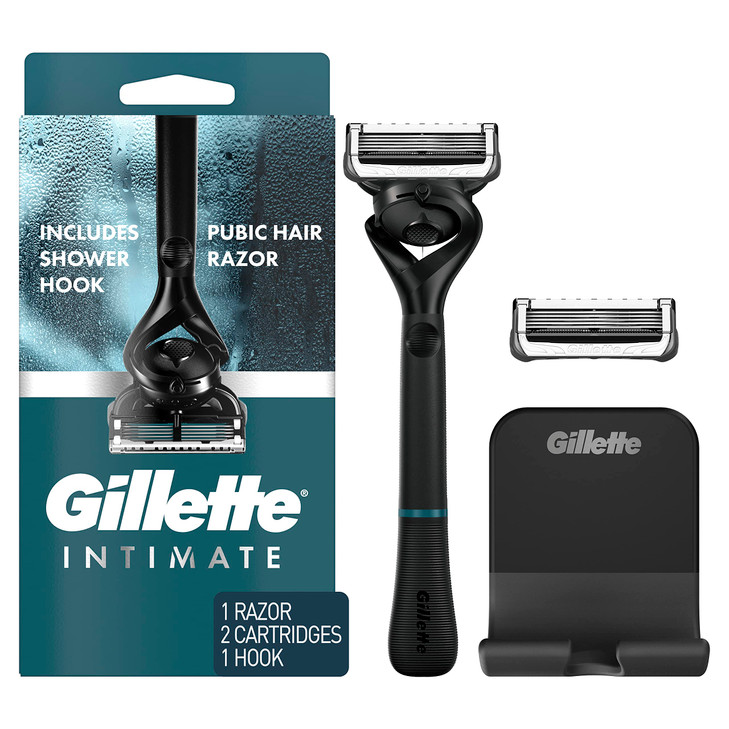 Gillette Intimate Razor for Men, Mens Pubic Razors for Manscaping, Gentle and Easy to Use, Designed For Pubic Hair, 1 Handle, 2 Blade Refills