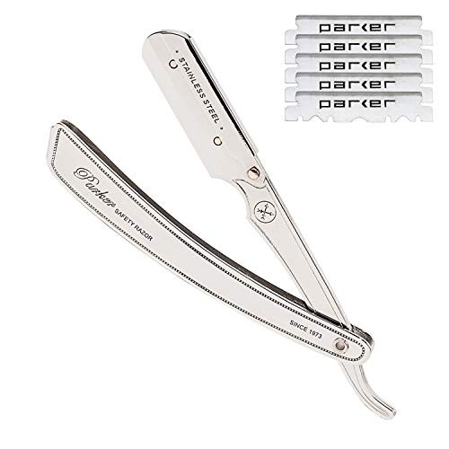 Parker SRX Straight Razor  All Stainless Steel Barber Razor with Clip-Type Blade Holder for Disposable Blades  Ideal for Precision Wet Shaving at H