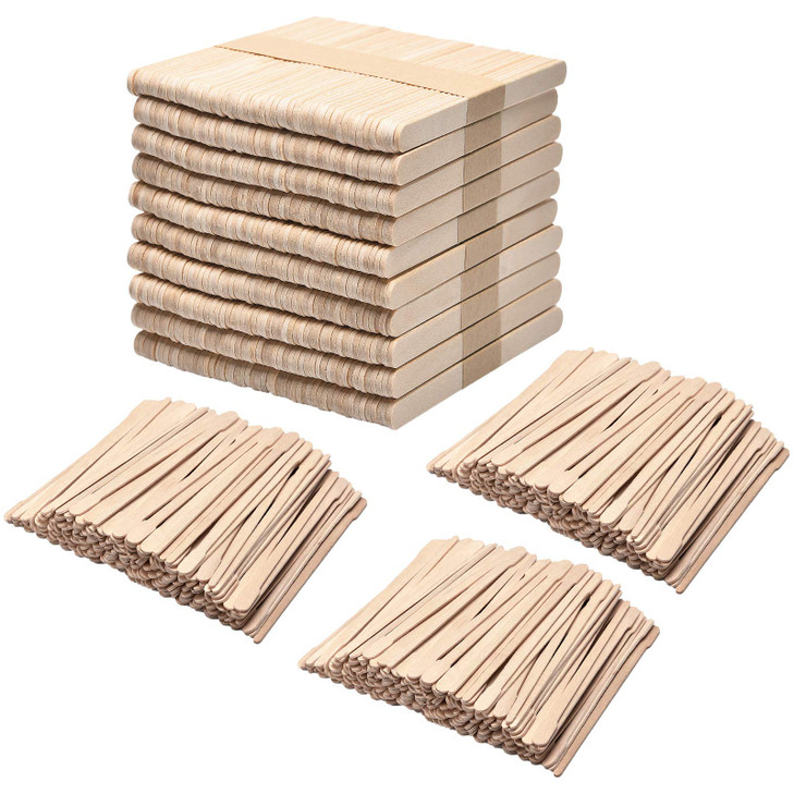 Maitys 1000 Pcs Wooden Wax Sticks Spatula Wax Applicator Sticks Wood Craft Sticks Include 500 Pcs Large Eyebrow Wax Applicator and 500 Pcs Small Wood