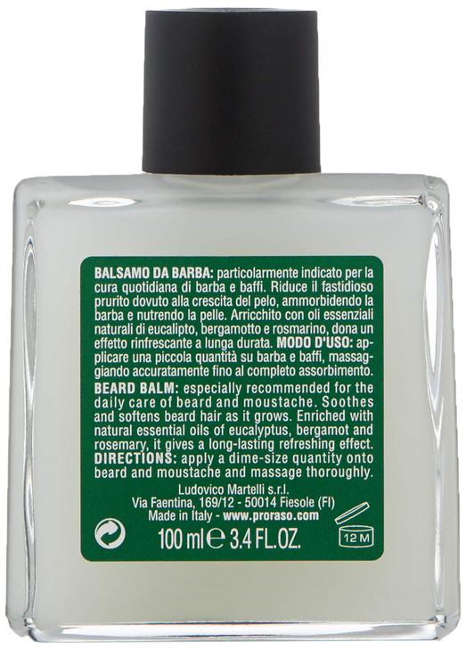 Proraso Refresh Beard Balm - Moisturizing Eucalyptus & Rosemary Condition Beards & Soften New Beard Growth - Leave In Facial Hair Conditioner for Men