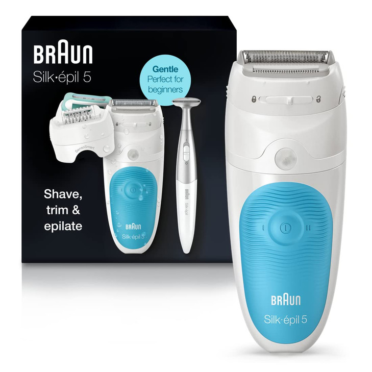 Braun Epilator Silk-épil 5 5-810, Hair Removal Device, Epilator for Women, Shaver & Bikini Trimmer, Cordless, Rechargeable, Wet & Dry, Holiday Gifts