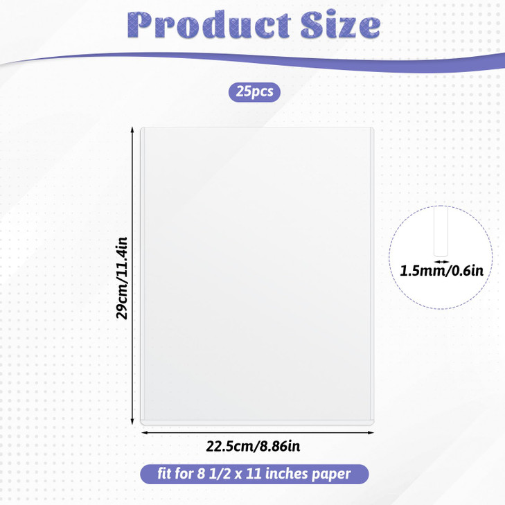 25 Pcs Rigid Document Protectors, 8.5" x 11" Clear Rigid Print Protectors Hard Plastic Sheet Protector Bulk, Clear Document Top loaders for Photos, P