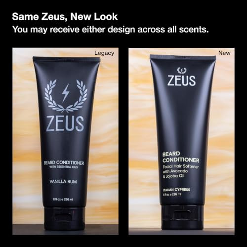 ZEUS Beard Conditioner Wash, Cleansing & Moisturizing Beard Wash with Green Tea & Natural Ingredients to Soften Beard  8 oz. (Made in USA) Sandalwoo