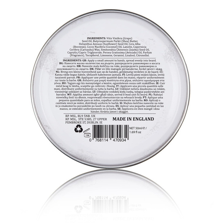 Dapper Dan Nourishing Beard Balm, Blend of Essential Oils And Waxes to Shape, Style and Nourish Moustaches and Beard, Vanilla and Raspberry Scent, 1.