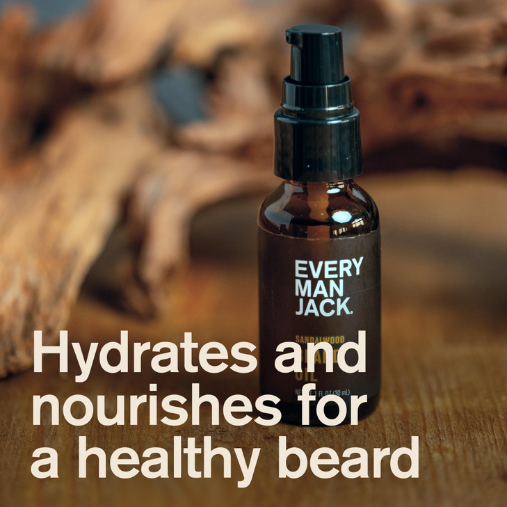 Every Man Jack Sandalwood Beard Oil - Moisturize & Soften Your Beard - Relieve Itch and Flakes - Made w/Naturally Derived Ingredients like Vitamin E,