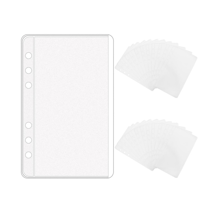 NatSumeBasics 24 A6 Binder Pockets, Cash Envelopes, 3.5" x 6.5" Frost Sleeves Sheet Protector, 6 Rings Binder Sleeve for Organizer, Photos Cards Bill