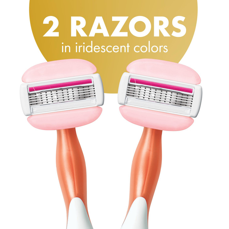 BIC Soleil Glide Disposable Razors for Women, 5 Blades With Shea Butter Moisture Bars For a Smooth Glide, 2 Piece Razor Set