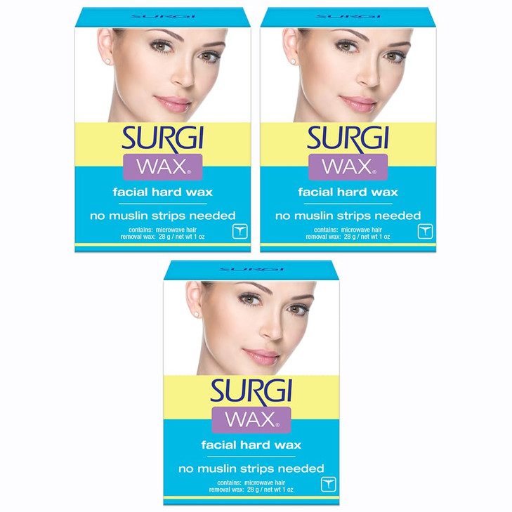 Surgiwax Facial Hard Wax, Hair Remover For Face, No Strips Needed, 1 Ounce (Pack of 3)
