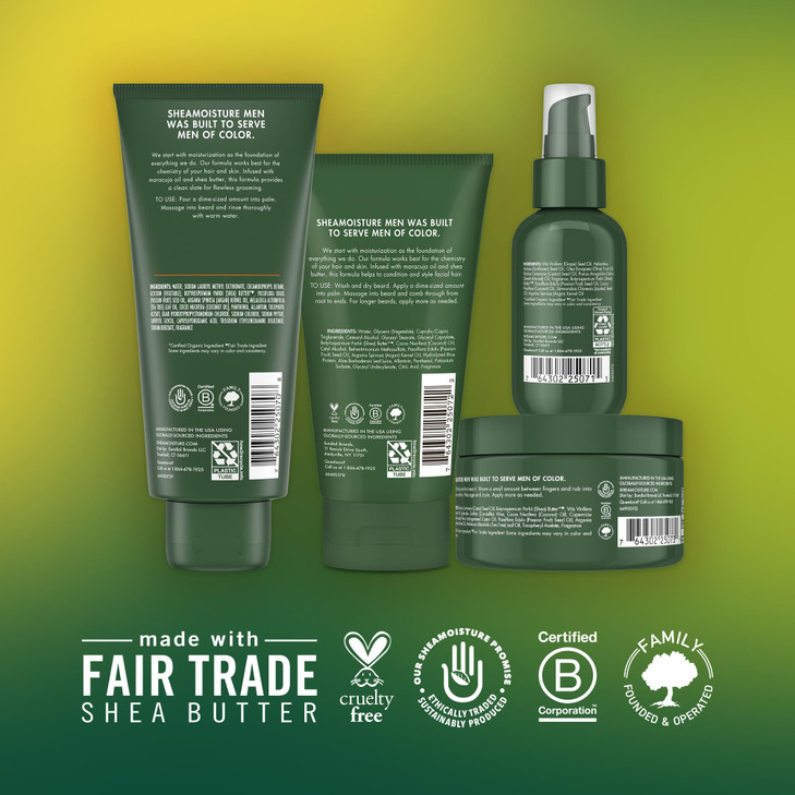 SheaMoisture Beard Kit for Men ?Beard Wash, Conditioning Beard Oil, Full Beard Detangler + Beard Balm with Shea Butter & Maracuja Oil, Gifts for Men