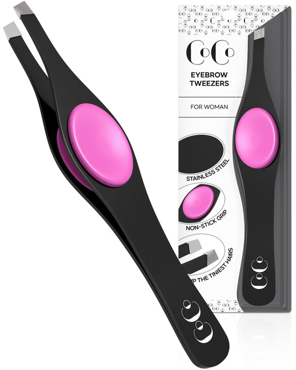 Tweezers for Facial Hair Women & Men  Stainless Steel Tweezers for Eyebrow with Professional Hand-Sharpened Slanted Tips for Fine or Ingrown Hair Re