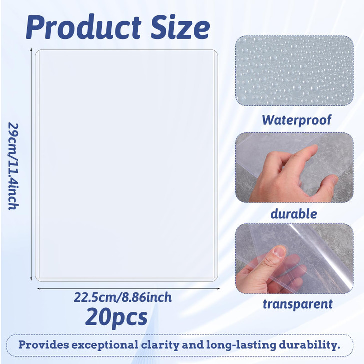SHENLIU 20 Pack 8.5 x 11 Inch Document Toploaders, Crystal Clear Document Topload Holders, Plastic Sheet Protectors, Hard Plastic Page Sheet Protecto