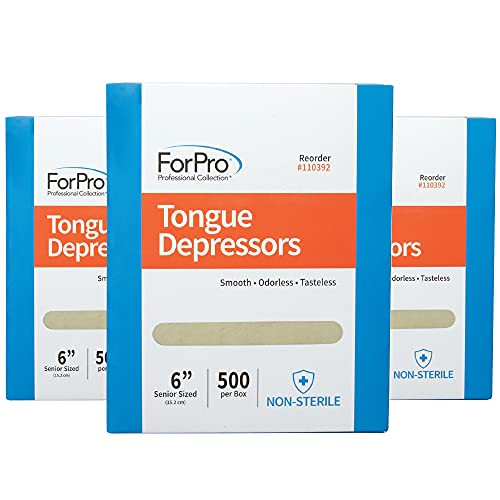 ForPro Professional Collection Senior Tongue Depressors, Large Wax Applicators, Wood Craft Sticks, 6 Senior Sized, Non-Sterile, 500-Count (Pack of 3
