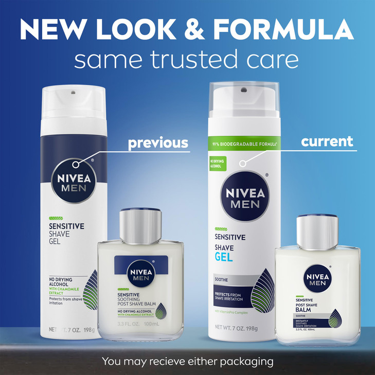NIVEA MEN Sensitive Shaving Set for Men, Sensitive Shave Gel (7 Oz) + Soothing Post Shave Balm Aftershave (3.3 Fl Oz), Enriched with Chamomile Extrac
