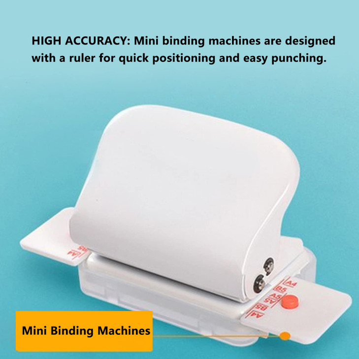 GOWENIC Mini Binding Machine, 6 Holes Cinch Book Binder, Punches 5 Sheets, Compatible with 30 Holes B5 26 Holes A5 20 Holes Flipchart Inner Pages, Wh
