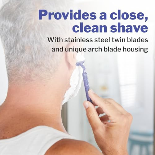 McKesson Disposable Razors [50 Count]  Twin Blade Bulk Shaving Razors for Men & Women, Stainless Steel, Blue, Single-Use for Medical Clinics, Tattoo