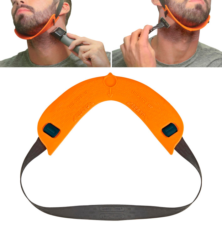 Quality Time Beard Neckline Shaper Guide; Hands-Free, Durable, the Original Premimum Adjustable, Beard Template, Do-it-yourself Neck Haircut Tool, Be
