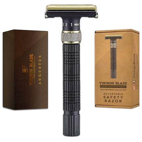 VIKINGS BLADE Adjustable Double Edge Safety Razor + Luxury Case. Smooth, Reusable, Eco-Friendly (The Emperor Augustus)