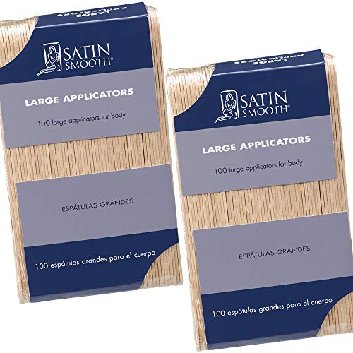 Satin Smooth Large Wax Sticks for Hair Removal  Wax Applicator Sticks, Wooden Waxing Stick Spatulas for Arms, Legs, & Body Hair Waxing, 100 Ct, 2 Pa