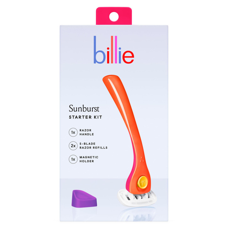 Billie Razors for Women Shave Kit  Womens Razor + 2 x 5-Blade Razor Refills + Magnetic Holder  Sunburst