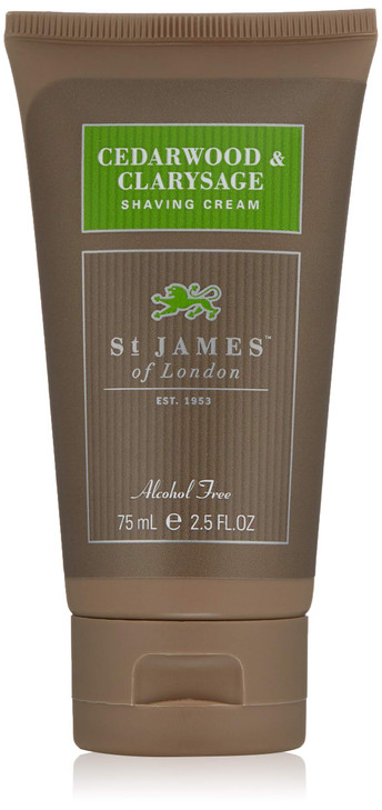 St. James of London Cedarwood & Clarysage Shave Cream Tube, 2.6oz