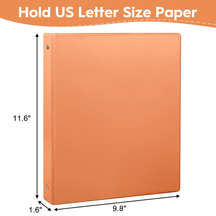 CIXILDTS 6-Pack 1-Inch Round Ring Binder, Standard 3 Ring Binder Fit Letter Size Paper, Presentation View Binders, Orange
