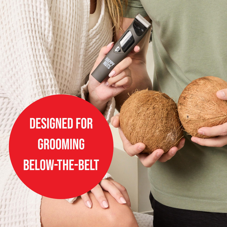 HAPPY NUTS The Ballber Pro Electric Groin & Body Hair Trimmer for Men - Mens Body Groomer Kit for Privates - Waterproof Shaver for Hard to Reach Area