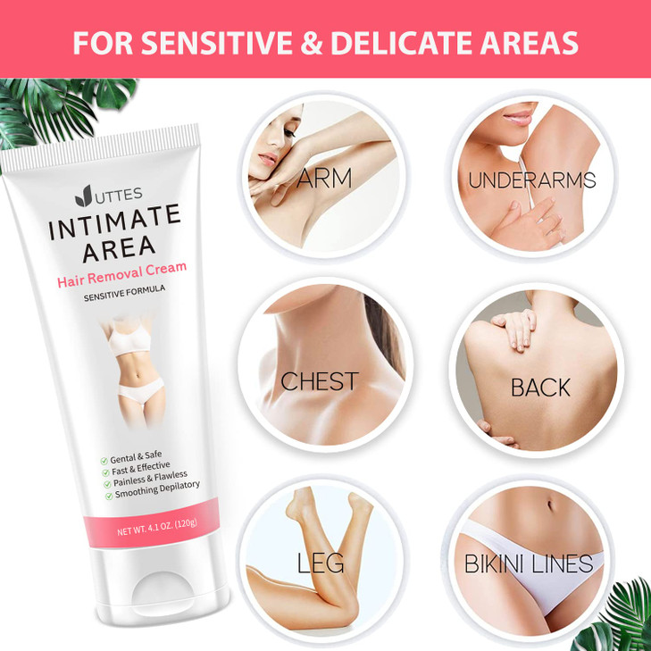Intimate/Private Hair Removal Cream for Women, for Unwanted Hair in Underarms, Private Parts, Pubic & Bikini Area, Painless Flawless Depilatory Cream
