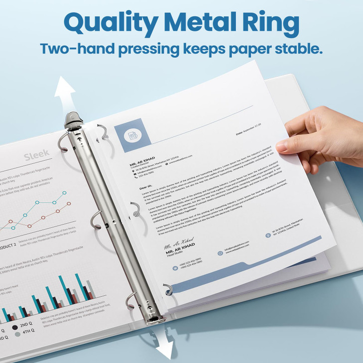 SUNEE 1/2 Inch Binders 3 Ring 12 Pack Bulk, 3 Ring Binders Clear View PVC-Free (Fit 8.5x11 Inches) for School or Office Supplies, White