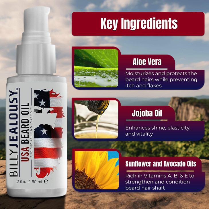 Billy Jealousy Beard Oil for Men, Weightless, Low Shine, and Hydrating Beard Moisturizer for Softer Hair, Helps Prevent Itching and Flakes, USA Editi