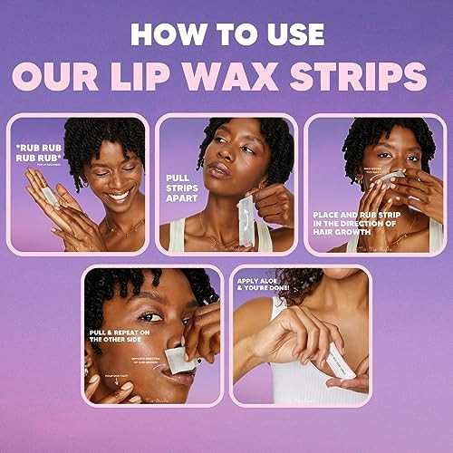 No Mo-Stache Shark Tank Lip Wax Strips for Hair Removal, 24 Hypoallergenic Waxing Strips For Upper Lip, Chin, Eyebrows, and Face