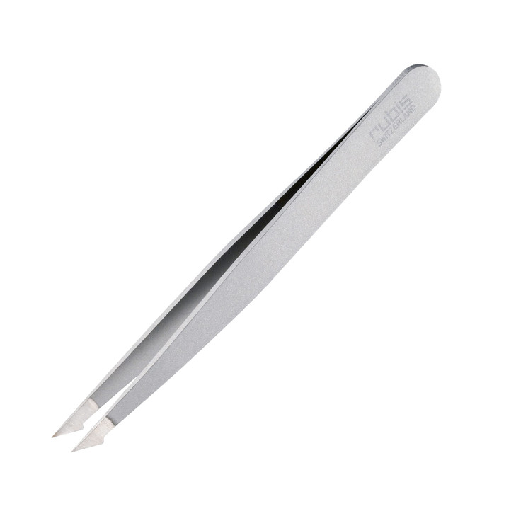 Rubis Evolution Ion-Coated Stainless Steel Tweezers, Combined Pointed/Slanted Tips for Precise Eyebrows and Hair Removal, 4K902,Rubis Switzerland Swi