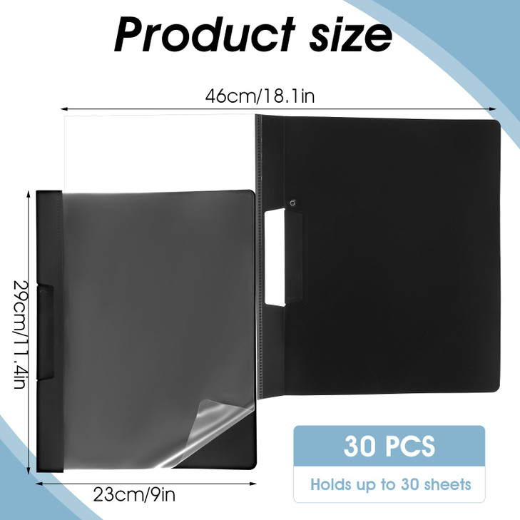 30 Pack Clear Report Covers with Clip Presentation Folders Transparent Front Cover Portfolio Folder Resume Folder Interview Report Folders for Letter