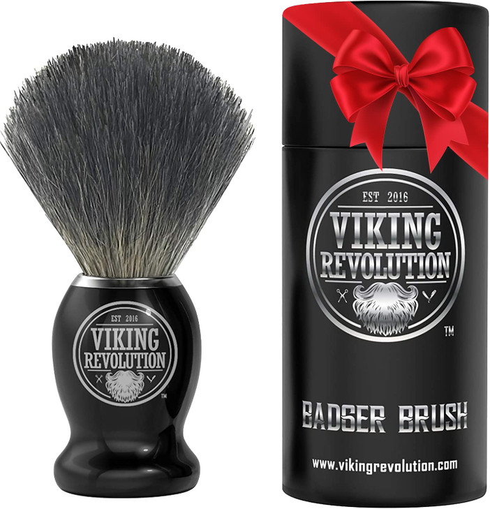 Viking Revolution Badger Hair Shaving Brush- Shave Brush for Wet Shave Using Shaving Cream & Soap- Best Shave of Your Life for Safety Razor, Double E