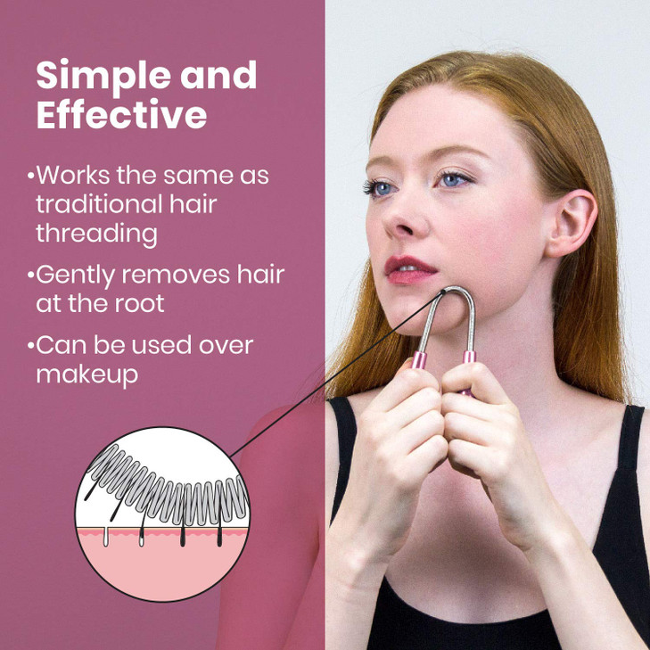 Lindo Twist-N-Roll Tweezer - Spring Facial Hair Removal Tool, Natural Threading, Stainless Steel, Remove Unwanted Hair on Upper Lip, Chin, Cheek, and
