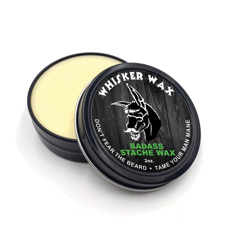 Badass Beard Care Mustache Wax For Men, 2 oz - Made with All Natural Butters and Waxes, Medium Hold, Keeps Mustache Looking and Feeling Natural and S