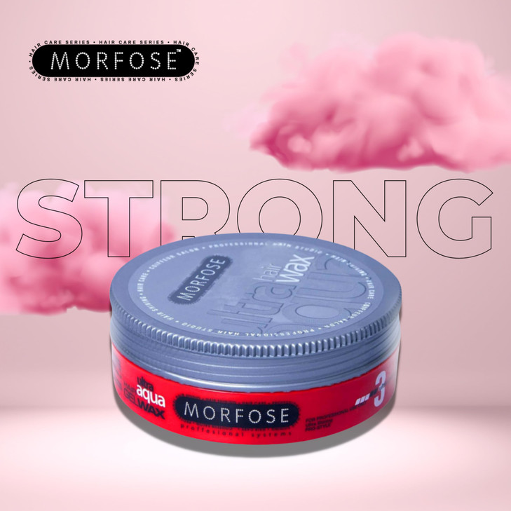 Morfose Ultra Aqua Hair Gel Wax with Shiny and Strong Flexible 3 Hold, Manage Flyaways, Braids, and Curls, Hair Styling for Women and Men, Strawberry