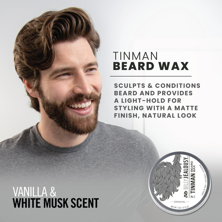 Billy Jealousy Tinman Beard Wax with Light Hold & Matte Finish, Nourishing Beard Care Product Formulated with Natural Beeswax & Glycerin for Soft, Ta